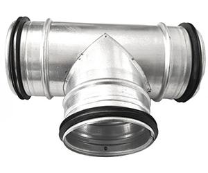 Intelmann GmbH Té pour tuyau métallique agrafé en spirale Coude de 90 ° Pièce moulée Raccord à plusieurs branches pour ventilation et évacuation d'air Tuyau d'aération, argent