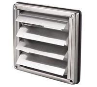Intelmann Grille de protection météo en acier inoxydable rectangulaire avec lamelles mobiles Raccordement tuyau DN 100 125 150 200 mm Surpression Grille d'aspiration
