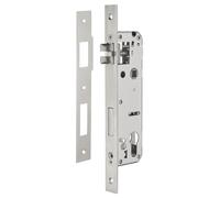 INTELOCK - Serrure Encastrable avec Trou Cylindre pour Porte d'Entrée - Inox - Axe 35 mm - Entr'Axes 85 mm - Carré 8 mm - Réversible - Bouts Carrés - Gris