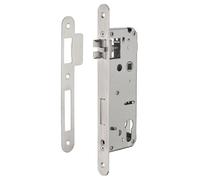 INTELOCK - Serrure Encastrable avec Trou Cylindre pour Porte d'Entrée - Inox - Axe 45 mm - Entr'Axes 85 mm - Carré 8 mm - Réversible - Bouts Ronds - Gris