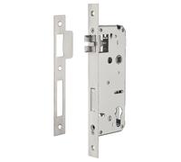 INTELOCK - Serrure Encastrable avec Trou Cylindre pour Porte d'Entrée - Inox - Axe 50 mm - Entr'Axes 85 mm - Carré 8 mm - Réversible - Bouts Carrés - Gris