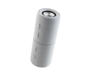 INTEMPO Aria Duo Enceinte sans Fil, Bluetooth 6.0, 20 W, magnétique | Mode TWS, batterie 2400 mAh, charge USB-C, résistance aux éclaboussures IPX4, finition tissu gris, poignée silicone