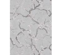 Livingwalls papier peint intissé à effet métallique en gris, rosé, noir, métallisé - papier peint floral 10,05 x 0,53 m Made in Germany - 781993