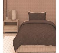 Intemporel Parure Housse de Couette 3D Microfibre 140x200 cm Gaia Brun, par Soleil d'Ocre