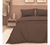 Intemporel Parure Housse de Couette 3D Microfibre 260x240 cm Gaia Brun, par Soleil d'Ocre