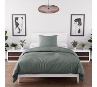 Intemporel Parure Housse de Couette en Microfibre lavée 140x200 cm Boheme Vert Kaki, par Soleil d'Ocre