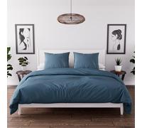 Intemporel Parure Housse de Couette en Microfibre lavée 240x220 cm Boheme Bleu Canard, par Soleil d'Ocre