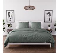 Intemporel Parure Housse de Couette en Microfibre lavée 260x240 cm Boheme Vert Kaki, par Soleil d'Ocre