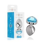 Intense - Aluminium-Metall-Anal-Stecker Blaues Herz, Grösse L