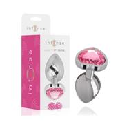 Plug Anal Métallique Aluminium Intense - Coeur Blanc Taille S pour Plaisir - Couleur: Rose, Taille: 9 cm x 4 cm