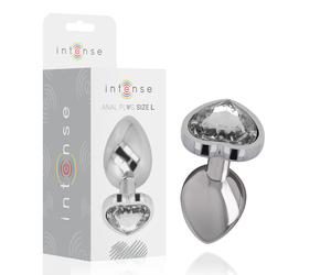 Intense - Analplug Metall Aluminium Weiss Herz Grösse L