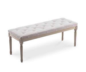 INTENSE DECO Banc capitonné Romane XL Style Louis XVI Tissu Beige