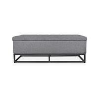 INTENSE DECO Banquette Coffre Angele Tissu Gris foncé Pieds Noir