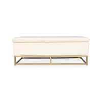 INTENSE DECO Banquette Coffre Angele Velours Beige Pieds doré
