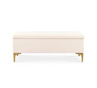 INTENSE DECO Banquette Coffre Chloé Velours Beige Pieds doré