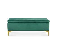 INTENSE DECO Banquette Coffre Chloé Velours Vert Pieds doré