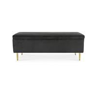 INTENSE DECO Banquette Coffre Iris Velours Noir Pieds doré