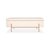 INTENSE DECO Banquette Coffre Olivia Velours Beige Pieds doré
