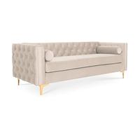 INTENSE DECO Canapé 3 Places Edward Velours Beige Pieds doré