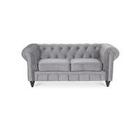 INTENSE DECO Canapé Chesterfield Velours 2 Places Altesse Argent