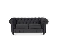 INTENSE DECO Canapé Chesterfield Velours 2 Places Altesse Noir