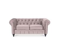 INTENSE DECO Canapé Chesterfield Velours 2 Places Altesse Taupe