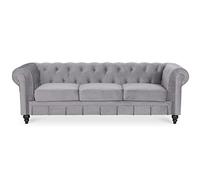INTENSE DECO Canapé Chesterfield Velours 3 Places Altesse Argent
