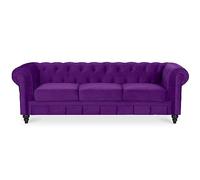 INTENSE DECO Canape Chesterfield Velours 3 Places Altesse Violet