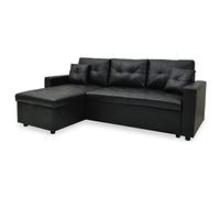 INTENSE DECO Canapé d'angle Convertible Cuero Noir