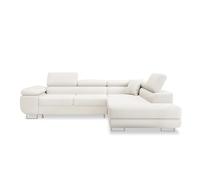 INTENSE DECO Canapé d'angle Convertible Marius Bouclette (Blanc, Angle Droit)