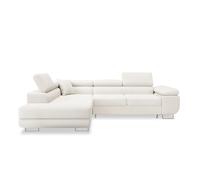 INTENSE DECO Canapé d'angle Convertible Marius Bouclette (Blanc, Angle Gauche)