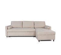 INTENSE DECO Canapé d'angle Convertible réversible Claudio en Velours Beige