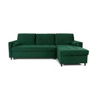 INTENSE DECO Canapé d'angle Convertible réversible Claudio en Velours Vert