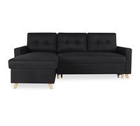INTENSE DECO Canapé d'angle Convertible réversible Falko Tissu Noir
