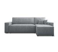 INTENSE DECO Canapé d'angle Convertible réversible Lorenzo en Velours côtelé Gris Clair