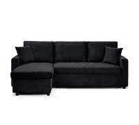 INTENSE DECO Canapé d'angle Convertible Rico Velours côtelé Noir