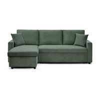 INTENSE DECO Canapé d'angle Convertible Rico Velours côtelé Vert