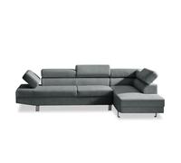 INTENSE DECO Canapé d'angle Droit avec têtières relevables Palerme Velours côtelé Gris