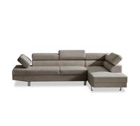 INTENSE DECO Canapé d'angle Droit avec têtières relevables Palerme Velours côtelé Taupe