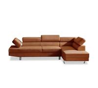 INTENSE DECO Canapé d'angle Droit avec têtières relevables Palerme Velours côtelé Terracotta