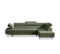 INTENSE DECO Canapé d'angle Droit avec têtières relevables Palerme Velours côtelé Vert