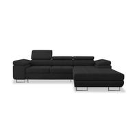 INTENSE DECO Canapé d'angle Droit Convertible Alphonso Velours côtelé Noir