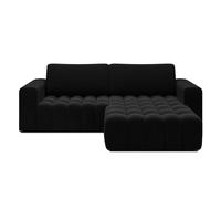 INTENSE DECO Canapé d'angle Droit Convertible Clovis Velours Noir