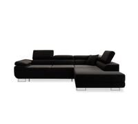 INTENSE DECO Canapé d'angle Droit Convertible Marius Velours Noir