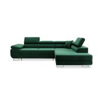 INTENSE DECO Canapé d'angle Droit Convertible Marius Velours Vert