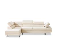 INTENSE DECO Canapé d'angle Gauche avec têtières relevables Palerme Velours côtelé Beige