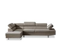 INTENSE DECO Canapé d'angle Gauche avec têtières relevables Palerme Velours côtelé Taupe