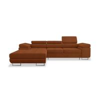 INTENSE DECO Canapé d'angle Gauche Convertible Alphonso Velours côtelé Terracotta