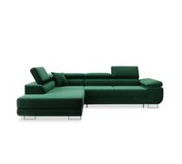 INTENSE DECO Canapé d'angle Gauche Convertible Marius Velours Vert