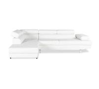 INTENSE DECO Charly - Canapé d'angle Gauche avec têtières relevables Blanc